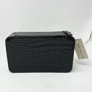 NWT Ann Taylor Cheetah Faux Leather Croc Jewelry Travel Zip Around Closure Case