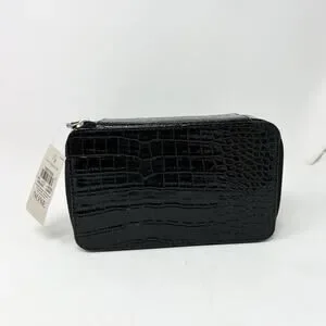 NWT Ann Taylor Cheetah Faux Leather Croc Jewelry Travel Zip Around Closure Case