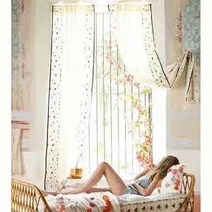 NWT Anthropologie Sketched Edge Curtain 50"x108"