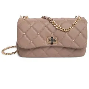 NWT Badgley Mischka Medium Diamond Quilt Flap Crossbody Bag - Taupe
