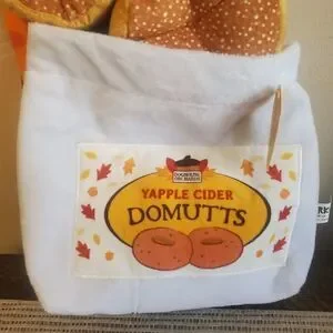 NWT Bark Box Yapple Cider Domutts An Autumn Tail Dog Toy Crinkle Bag Fall Donuts