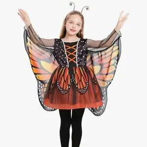 NWT Butterfly Fairy Kids Halloween Costume - Orange and Black with headpiece