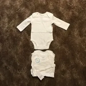 NWT Carter’s Set Of 3 White Girl's Long Sleeve Bodysuits (3 Months)