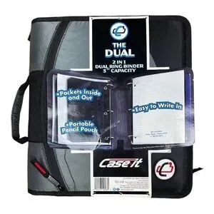 NWT Case-It School Binder 2 in 1 Dual Ring Binder 3" Capacity Strap Pencil Case
