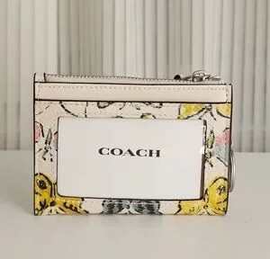 NWT COACH Mini Skinny Id Cardholder Case & Keychain W Butterfly Print CAR22