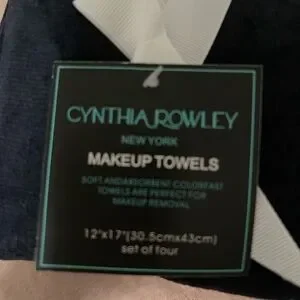 NWT “CYNTHIA ROWLEY” Black Embroidered Makeup Towels Set Of 4