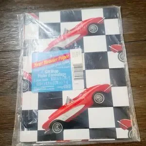 NWT Deadstock Vintage Corvette Gift Wrap Forget Me Not American Greetings