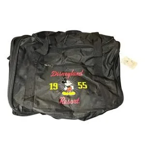 NWT Disneyland Resort 1955 Mickey Mouse Black Collapsible Duffle Travel Gym Bag