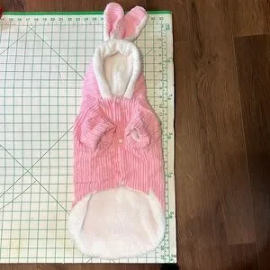 NWT Dog Bunny Costume Dog Cat Ribbed Pink With White Fleece Halloween Costume