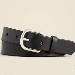 NWT J. Crew Kids Black Leather Belt with Silver Buckle