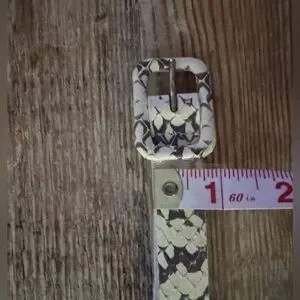 NWT J. Crew Womens Reptile Patterned Cream And Brown Belt Size Large