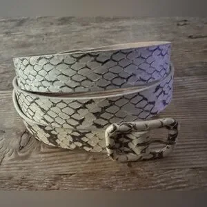 NWT J. Crew Womens Reptile Patterned Cream and Brown Belt Size Large