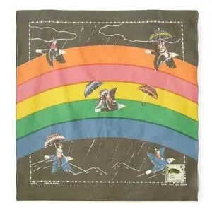 NWT Kapital Fastcolor Rainbow & Birds Bandana - Khaki