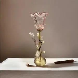 NWT Karma Home Viral Gold Pink Flower Lily Rose Lamp TikTok