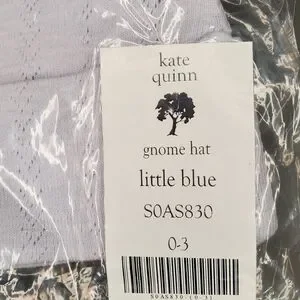 NWT Kate Quinn Organics Gnome Hat Little Blue Pointelle Baby 0-3 Months