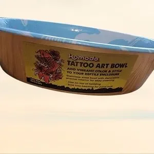 NWT Komodo Koi Fish L Tattoo Enamel Coated Stainless Steel Pet Bowl Reptile