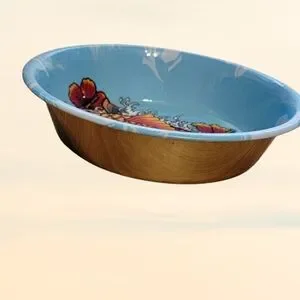 NWT Komodo Koi Fish L Tattoo Enamel Coated Stainless Steel Pet Bowl Reptile