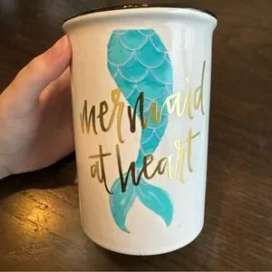 NWT Lezleelliot Mermaid At Heart Ceramic Brush/Pen Holder Cup