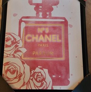 NWT Luxury Canvas Wall Decor Chanel No 5 Roses