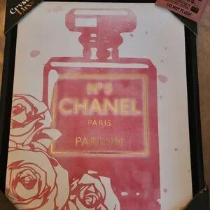 NWT Luxury Canvas Wall Decor Chanel No 5 Roses