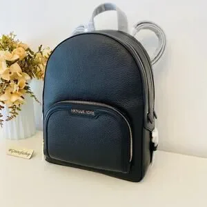 NWT Michael Kors Jaycee Medium Zip Pocket Backpack Black New
