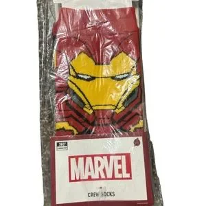 NWT New In Packaging Marvel Iron Man Socks Sock Size 10-13