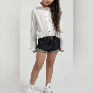 NWT One Teaspoon Kids Girls Bandits Low Waist Denim Shorts- Color Raw - Size 4/5