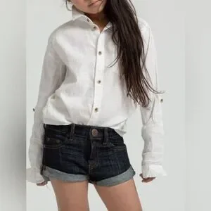 NWT One Teaspoon Kids Girls Bandits Low Waist Denim Shorts- Color Raw - Size 4/5
