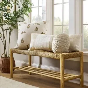 NWT Oversized Printed Bunny Square Throw Pillow Linen/Brown - Threshold