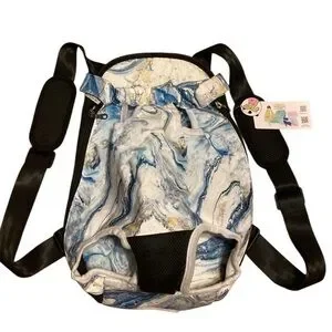 NWT Pawaboo Pet Carrier Backpack XL Blue Yellow And White Swirl Design