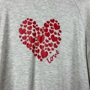 NWT Philosophy Republic Clothing Sweatshirt Top Oversized Hearts Gray Red Cozy