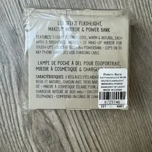 NWT Pottery Barn Ray Of Light Power Bank Photo Light Touch-up Mirror Selfie