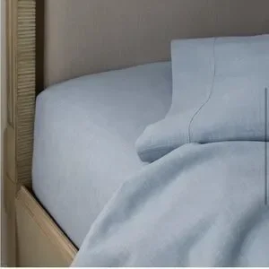 NWT Ralph Lauren- Blue Workshirt Chambray King Flat Sheet Bedding