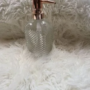 NWT Rose Gold & Bubbled Glass Soap Dispenser