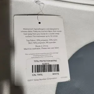 NWT Sleep Number Total Protection Mattress Pad - Twin XL