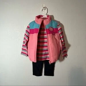 NWT Sweet & Soft Girl’s 3 Piece Set (Pink Vest Long Sleeve Shirt & Pants) 18M