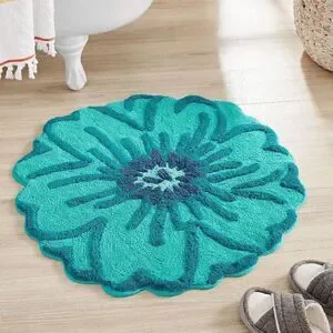 NWT The Pioneer Woman Flower Round Teal Bath Rug 26" x 26"