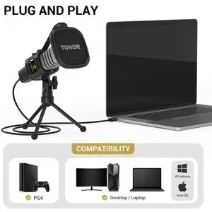 NWT Tonor USB Plug-In Computer Microphone For Mac/PC