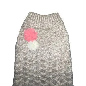 NWT Top Paw Thick Tan Metallic Floral Turtleneck Cable Sweater Winter Dog Large