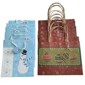 NWT Winter Holiday Gift Bag Lot Season’s Greetings Snowman Holiday Ornament