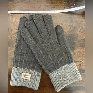NWT Winter Stretchy Knit Touch Screen Gloves. Grey Warm Unisex