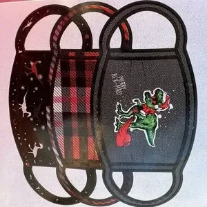NWT Youth Christmas Cloth Face Mask Dinosaurs Plaid 3 Face Madk Per Package