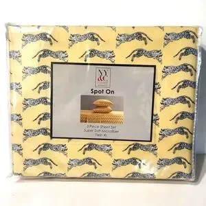 NY & Co. Home Collection Leaping Leopard Spot On 3 Pc Microfiber Sheets Twin XL