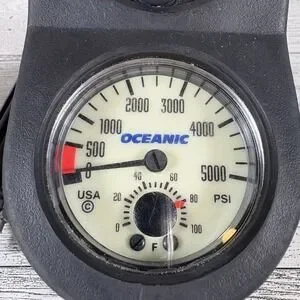 Oceanic Pressure Gauge Console 5000 PSI With Compass As-is Untested