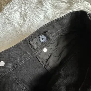 Old Navy High Rise Slouchy Straight Jean Shorts New Black Distressed Girls Sz 14