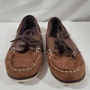 Old Navy Size 12 Faux-Suede Brown Boat Shoes For Boys
