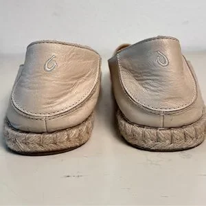 Olukai Aloha Cream Flat Espadrilles Leather Upper US 8 EU 38