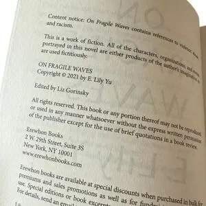 On Fragile Waves By E Lily Yu Paperback Novel Fiction First Edition Book