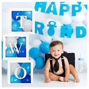 ONE First Birthday Balloon Boxes & Party Balloon Stand Column Tower