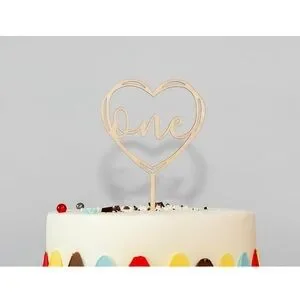 One Wooden Cake Topper